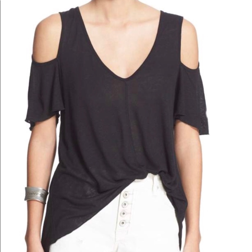 Black cut out sleeve top
